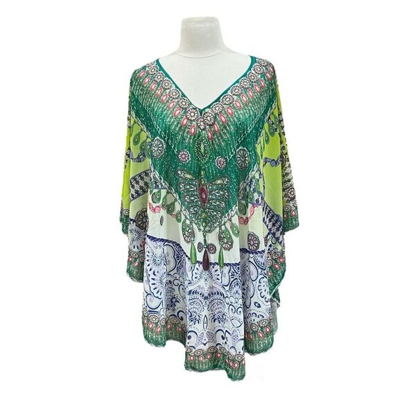 Original Green Embellished Short Round Kaftan OS - Picture 16 of 16